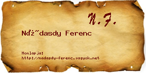 Nádasdy Ferenc névjegykártya